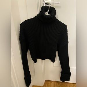Small Black Zara Cropped Turtleneck Sweater